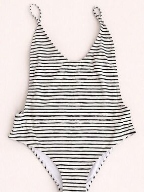 Lilyful Black and White Striped One Piece Swimsuit Size Small